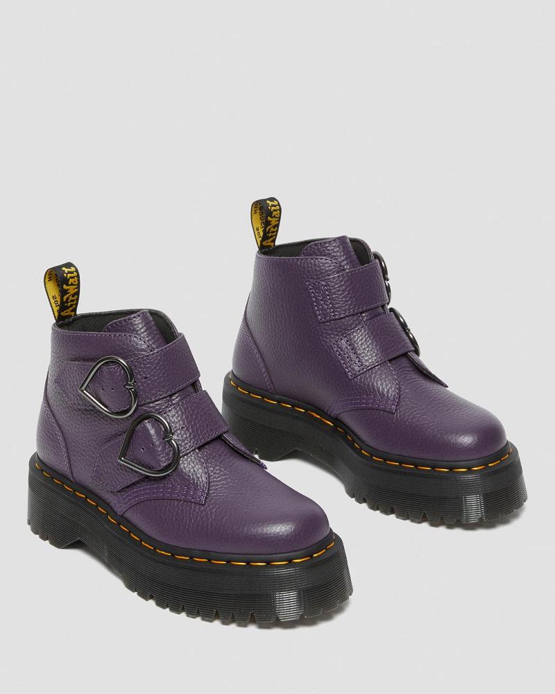 Dr Martens Devon Heart Leren Platform Laarzen Dames Paars | NL 544GSO